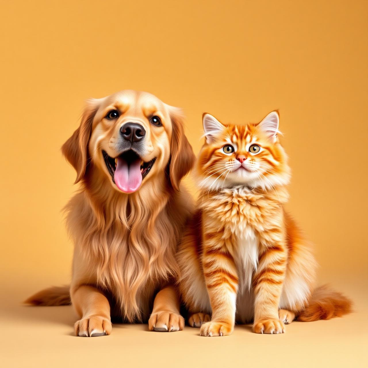 Cachorro e gato felizes esperando ofertas
